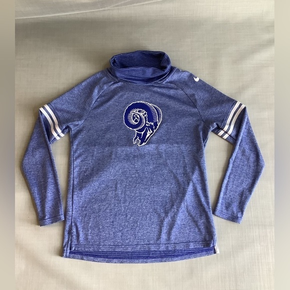 Sm NFL LA Rams dri fit long sleeve cow neck shirt Ram logo with oversized neck - Picture 5 of 13